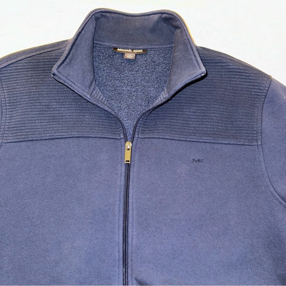 Michael Kors Mens Front Zip Logo Cotton Navy Sweatshirt - Picture 2 of 14